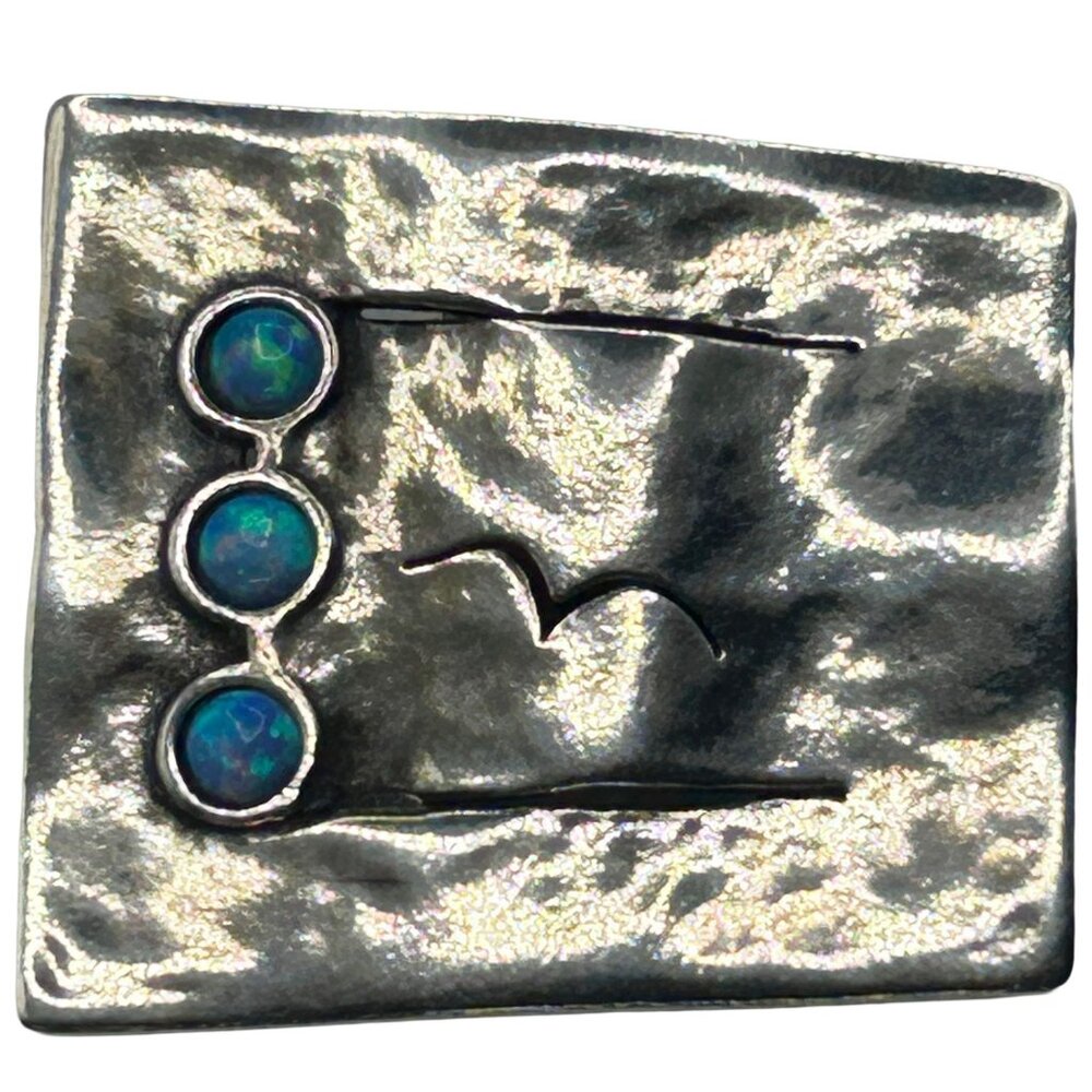 Shablool Didae Israeli 925 Sterling Silver Pendant with 0.2ctw Blue Fire Opal